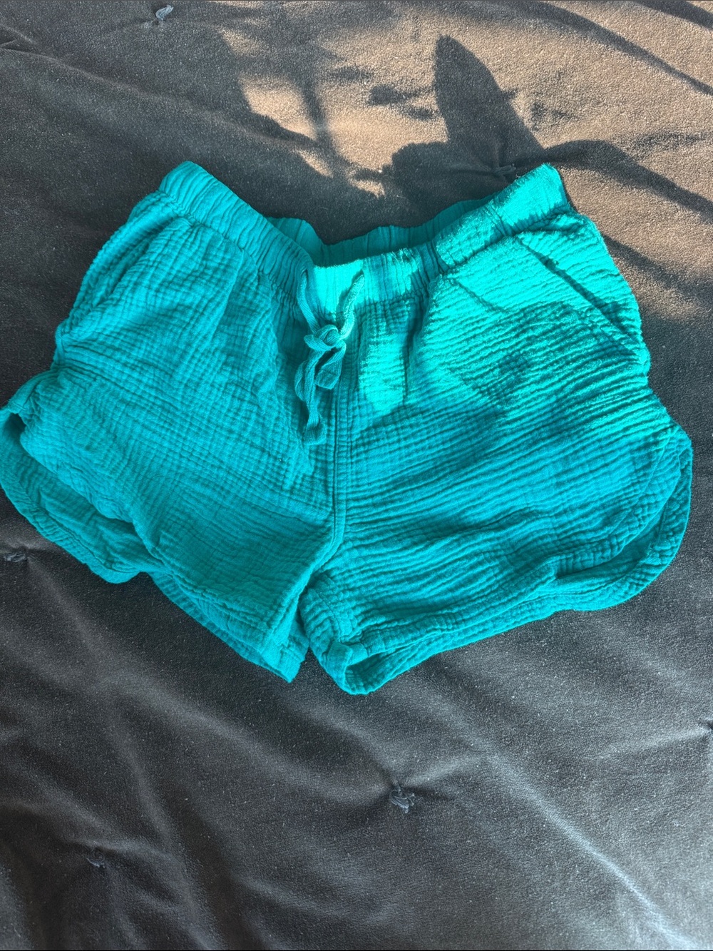 stars above Teal Crinkle Drawstring Lounge Shorts